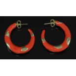 A pair of gold and enamel hoop earrings by Alison Lou,