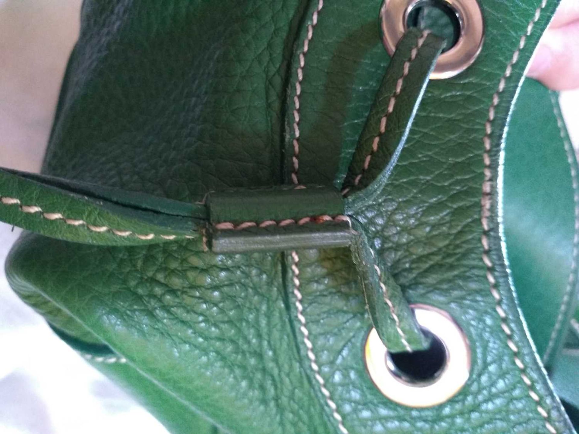 A Prada green leather shoulder bag, - Image 9 of 11