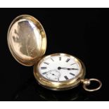 An 18ct gold key wound hunter pocket watch,