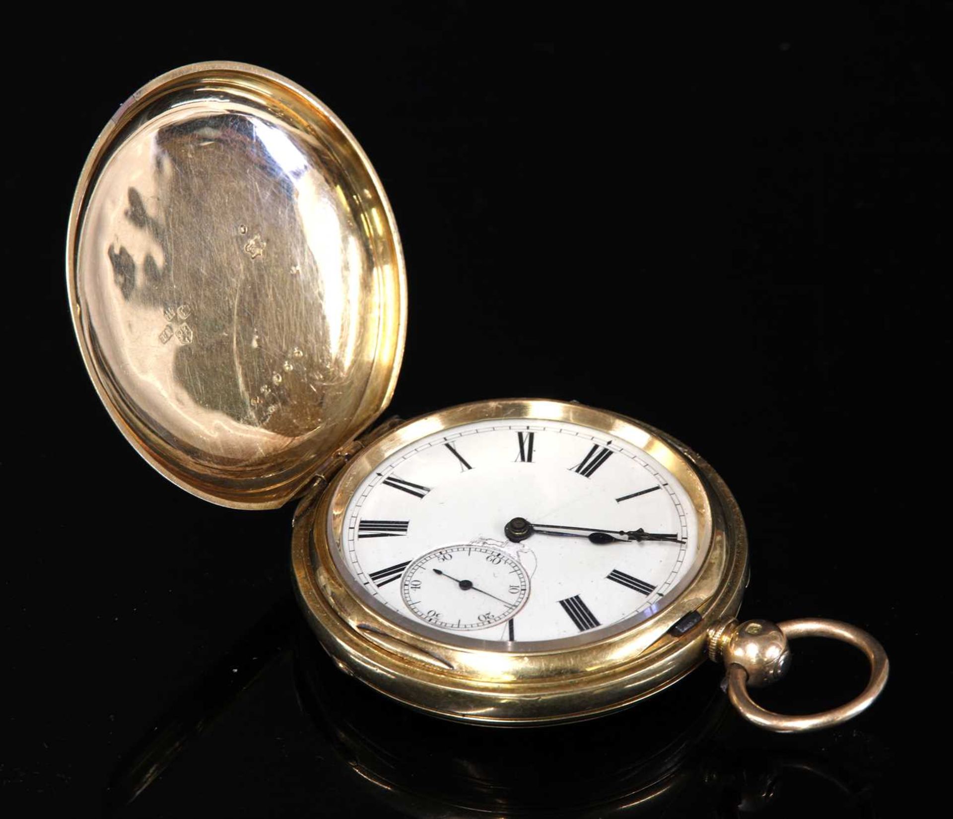 An 18ct gold key wound hunter pocket watch,