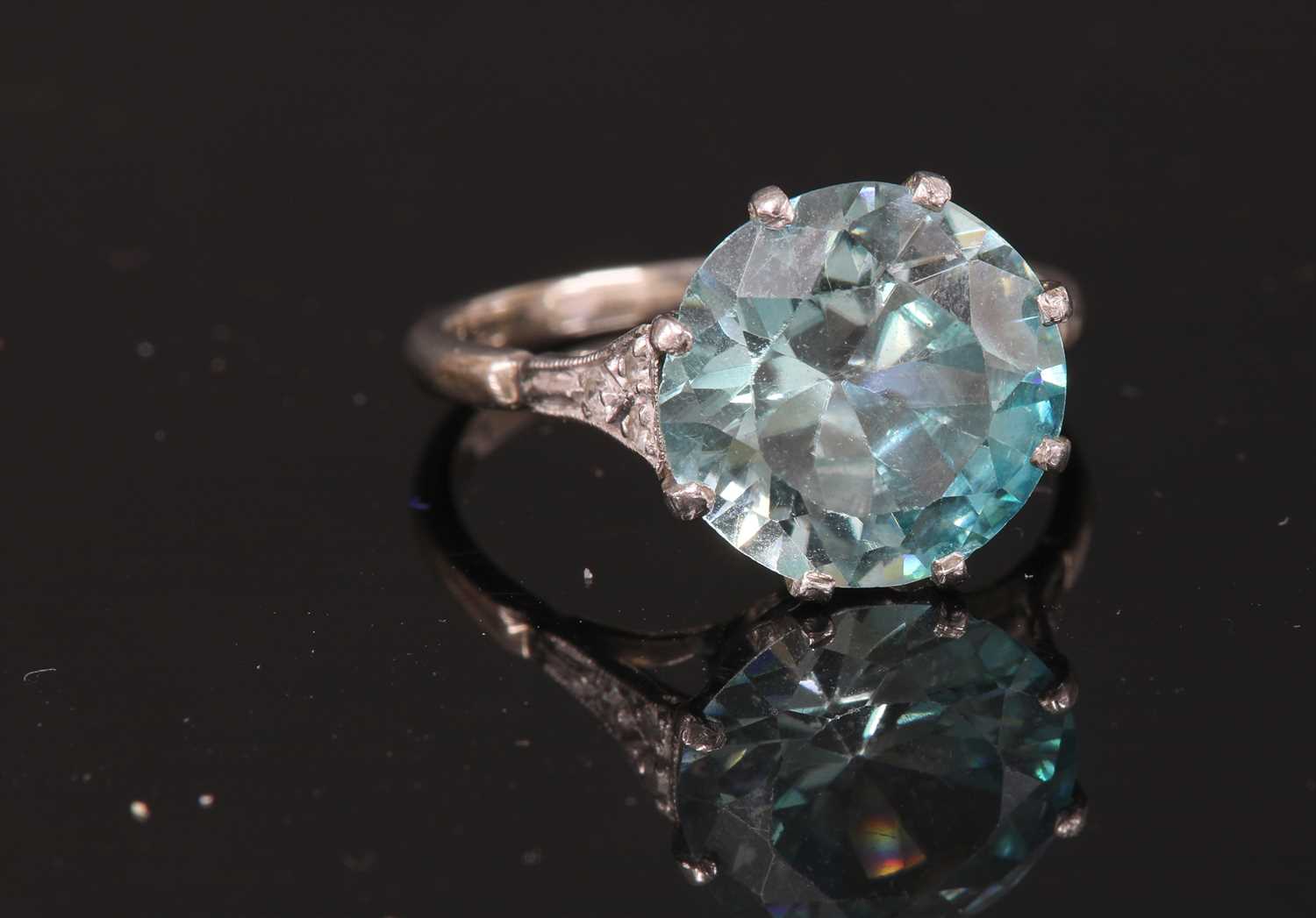 A single stone blue zircon ring,