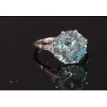 A single stone blue zircon ring,