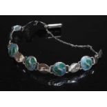 A sterling silver Arts and Crafts enamel bracelet,