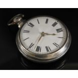 A sterling silver pair cased pocket watch,