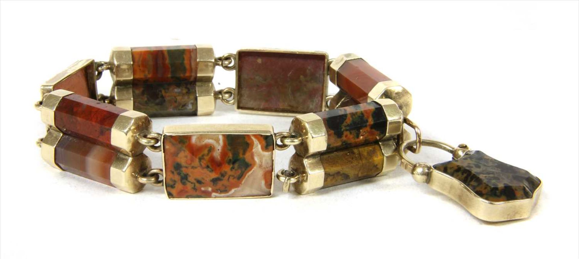 A Victorian Scottish gold and hardstone bracelet,