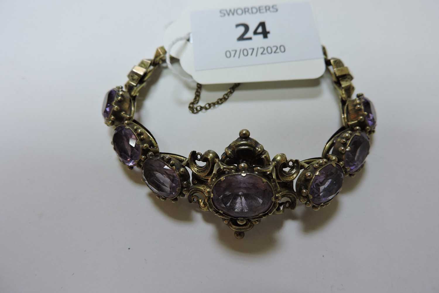 A Victorian gold amethyst bracelet, c.1850, - Image 2 of 3