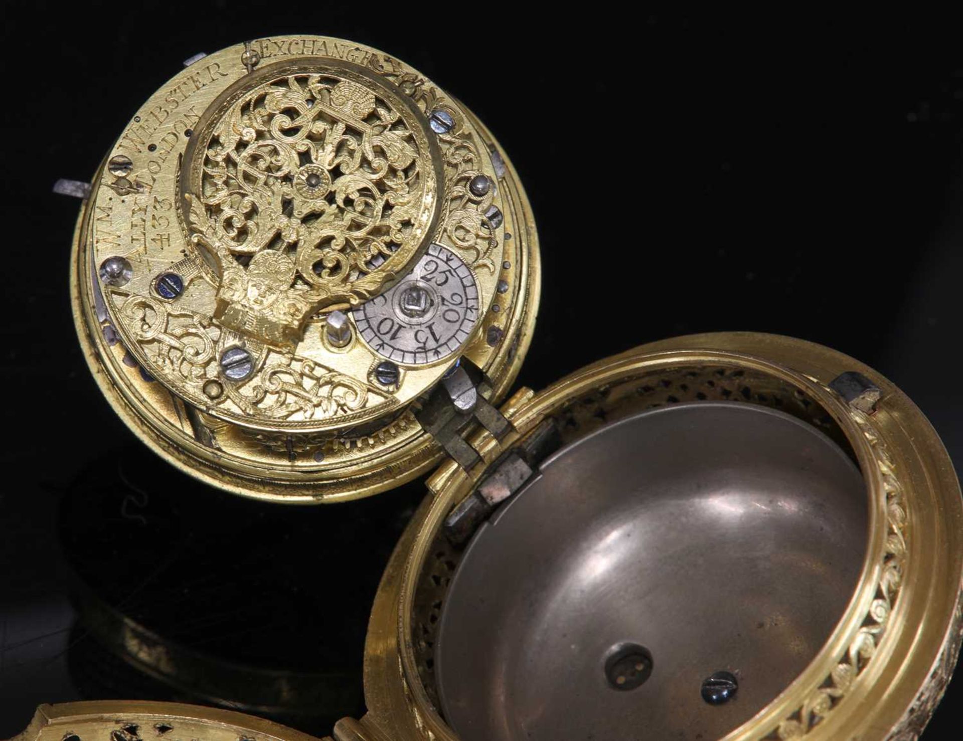 A 22ct gold fine William Webster quarter repeater verge watch, c.1715, - Image 3 of 8