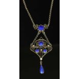 A Norwegian silver gilt enamel pendant by Marius Hammer, c.1910,