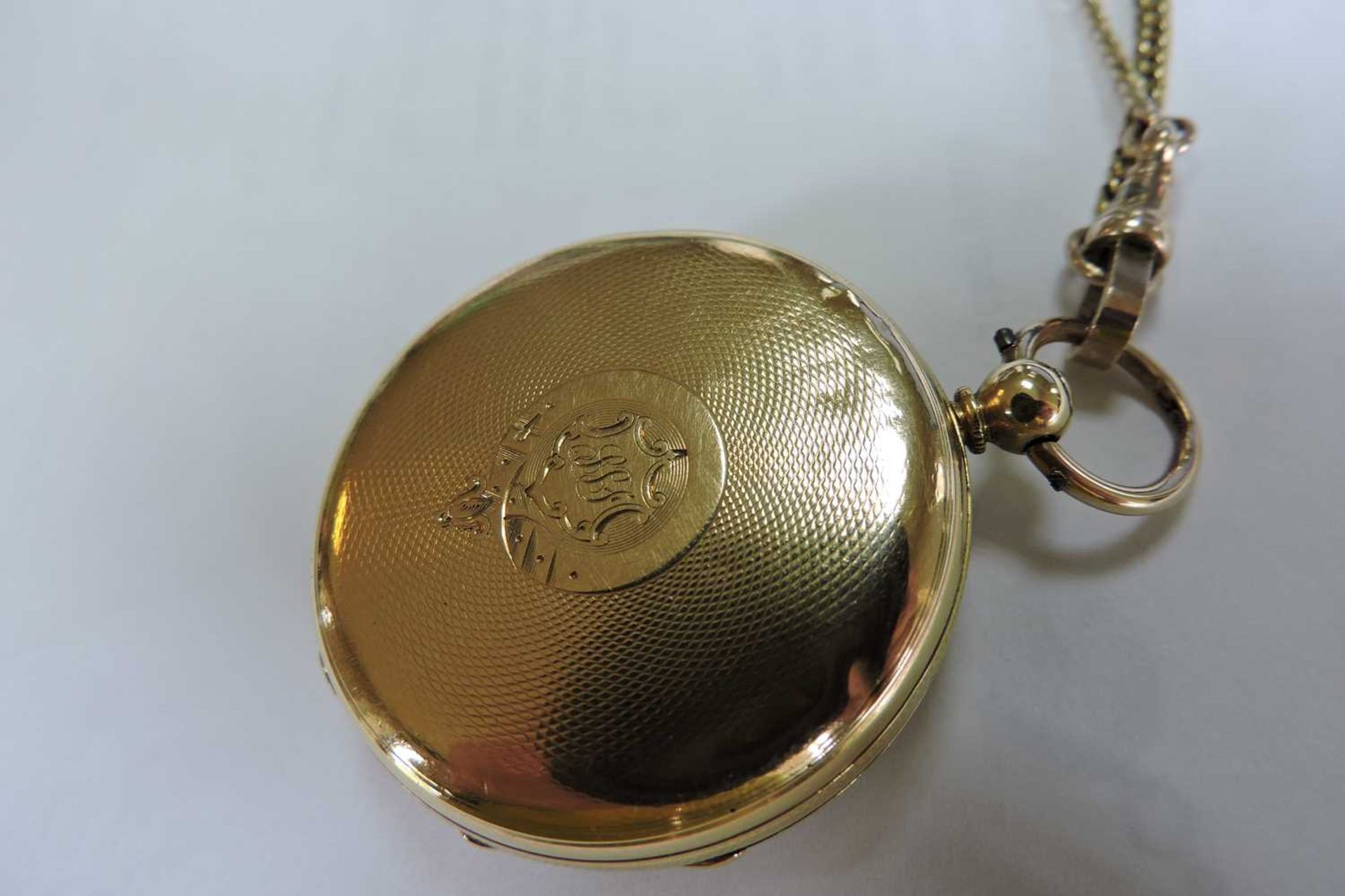 An 18ct gold key wound open-faced pocket watch, - Image 3 of 6