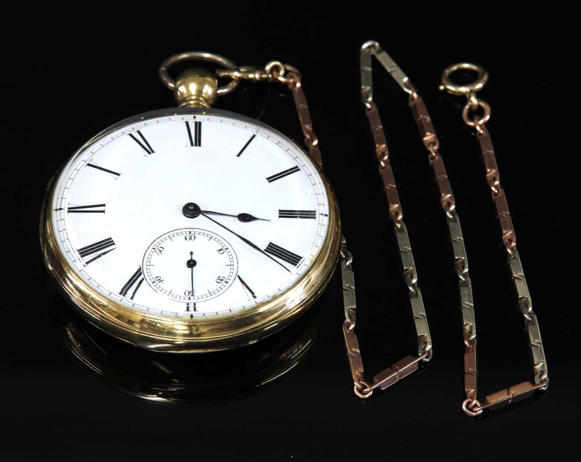 An 18ct gold key wound open-faced pocket watch,