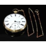 An 18ct gold key wound open-faced pocket watch,