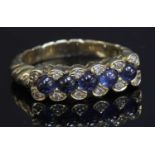 A Continental gold sapphire and diamond ring,