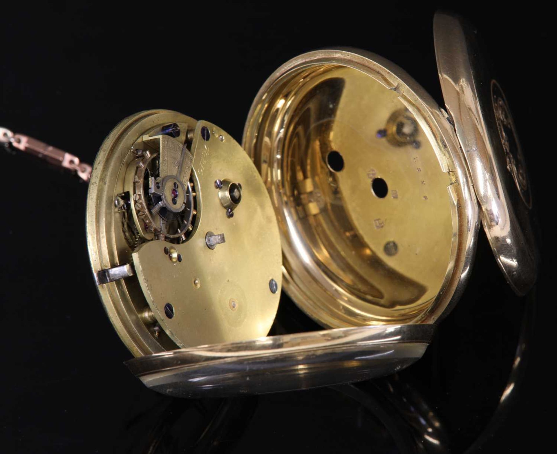 An 18ct gold key wound open-faced pocket watch, - Image 3 of 3