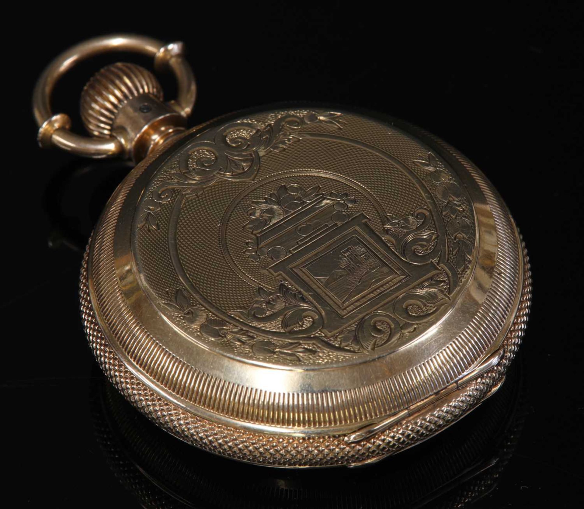 An American gold A.W. Co. Waltham side wind hunter pocket watch, - Image 2 of 4