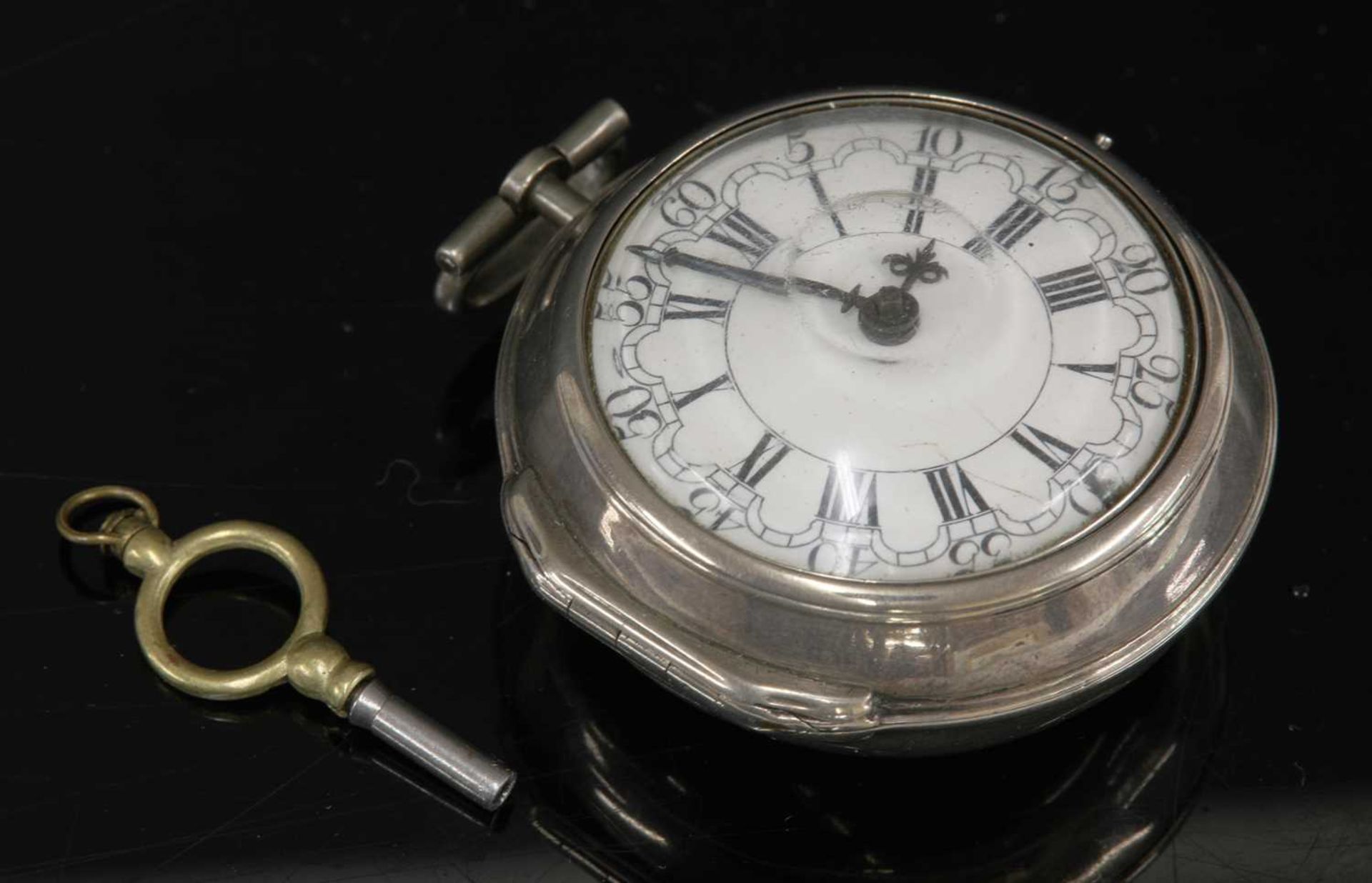 A silver pair cased open-faced pocket watch, - Image 5 of 5
