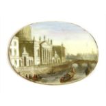 An oval painted porcelain miniature plaque,