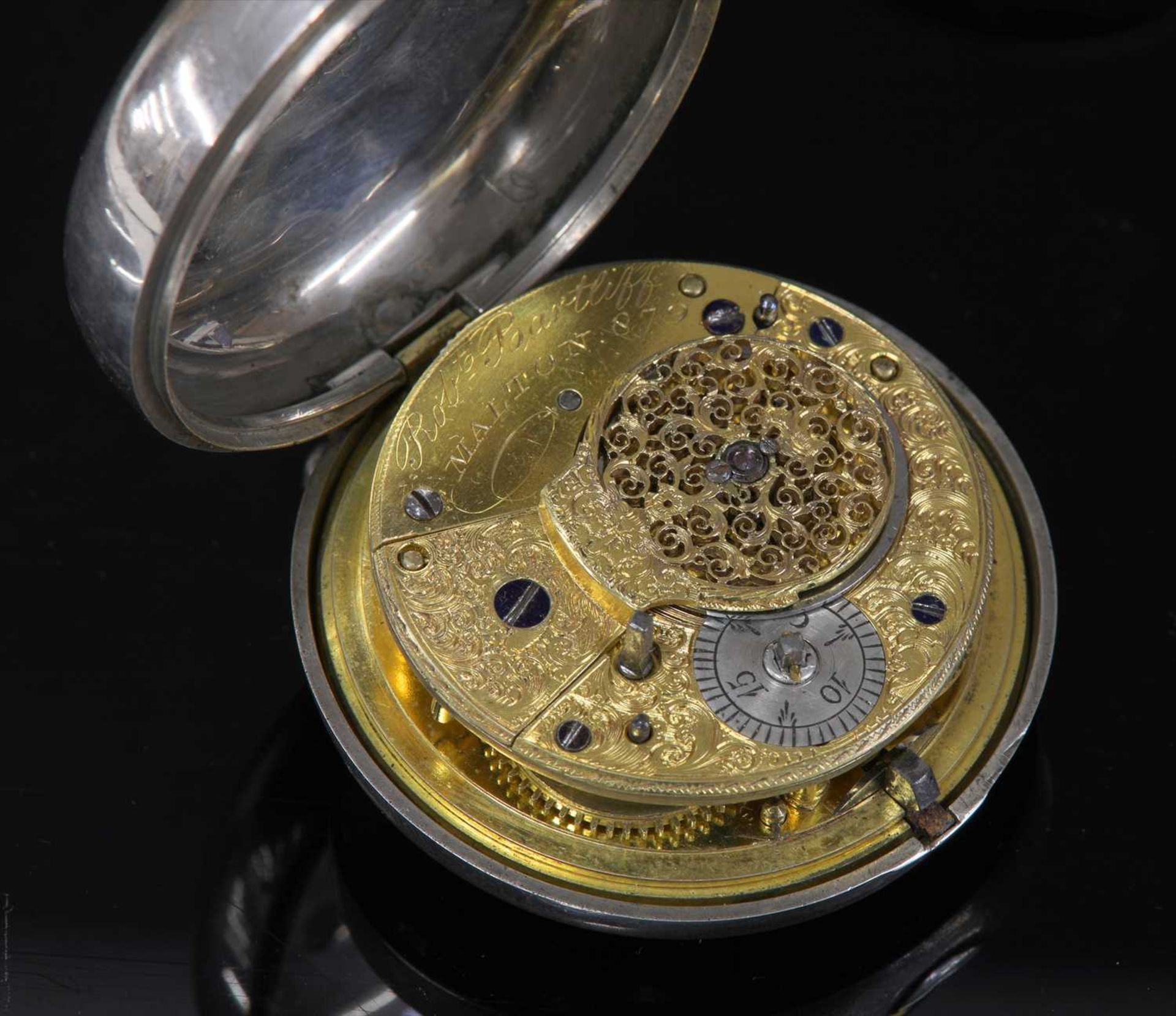 A sterling silver pair cased pocket watch, - Image 2 of 3