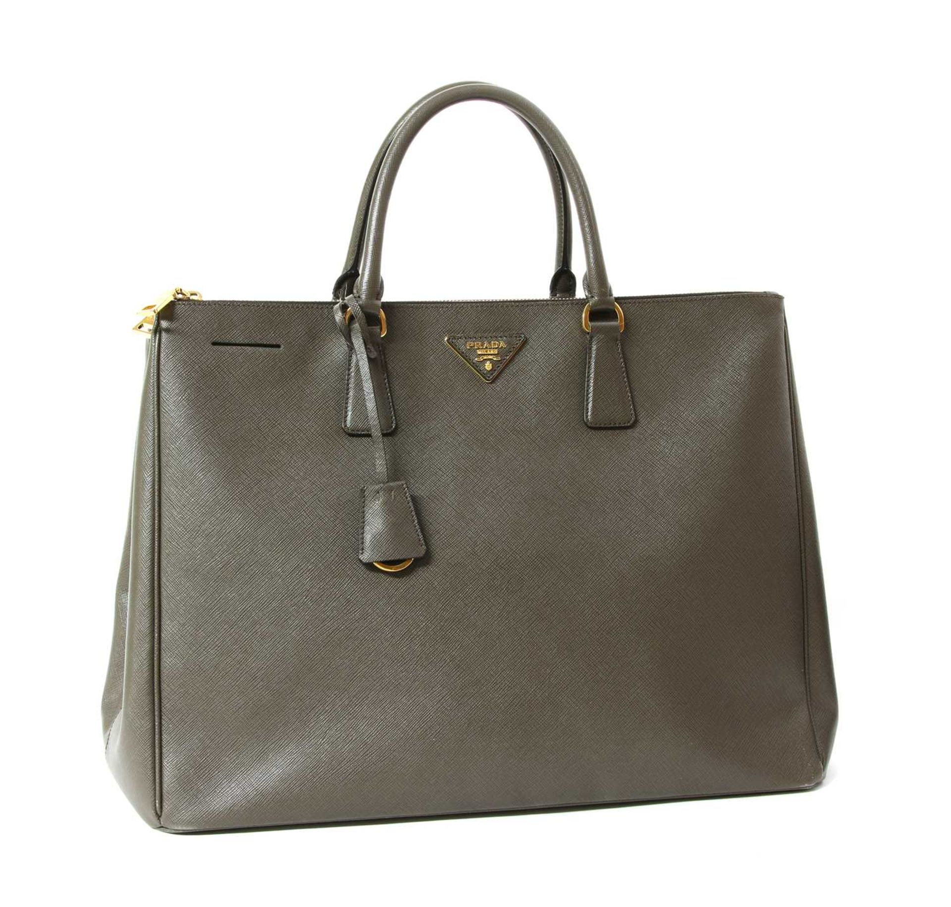 A Prada Saffiano Lux Graphite leather bag,