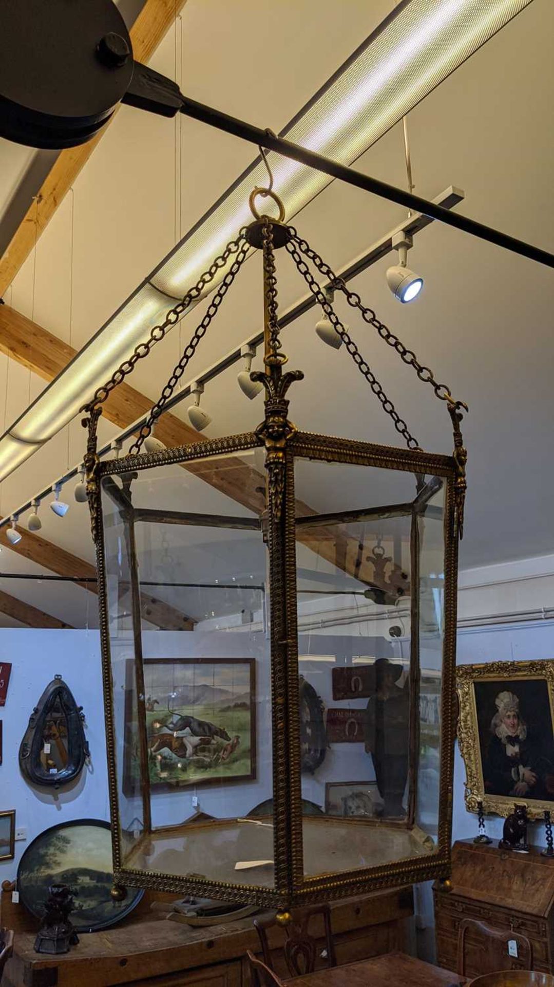 A Regency brass hanging lantern, - Image 6 of 7