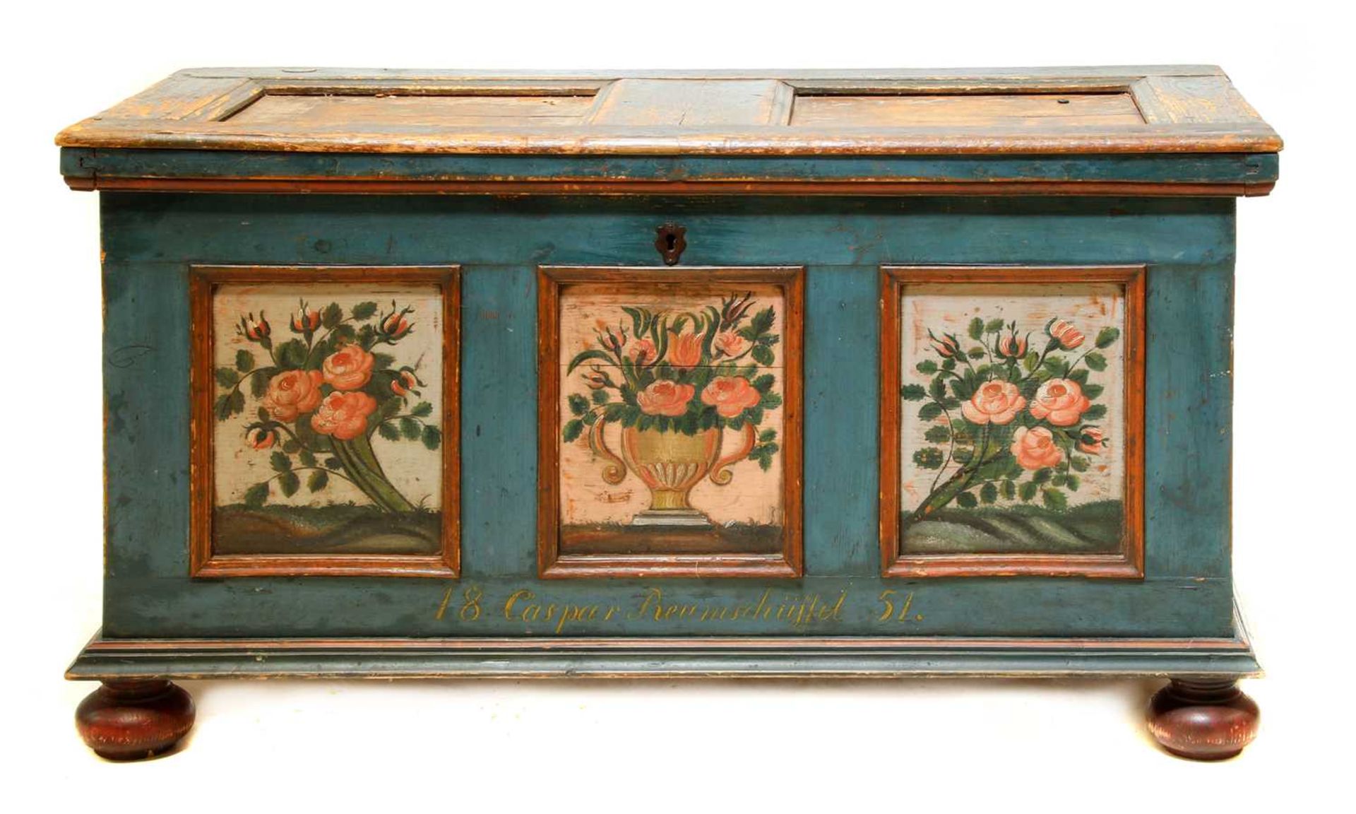 An Austrian painted pine blanket box, - Image 2 of 15