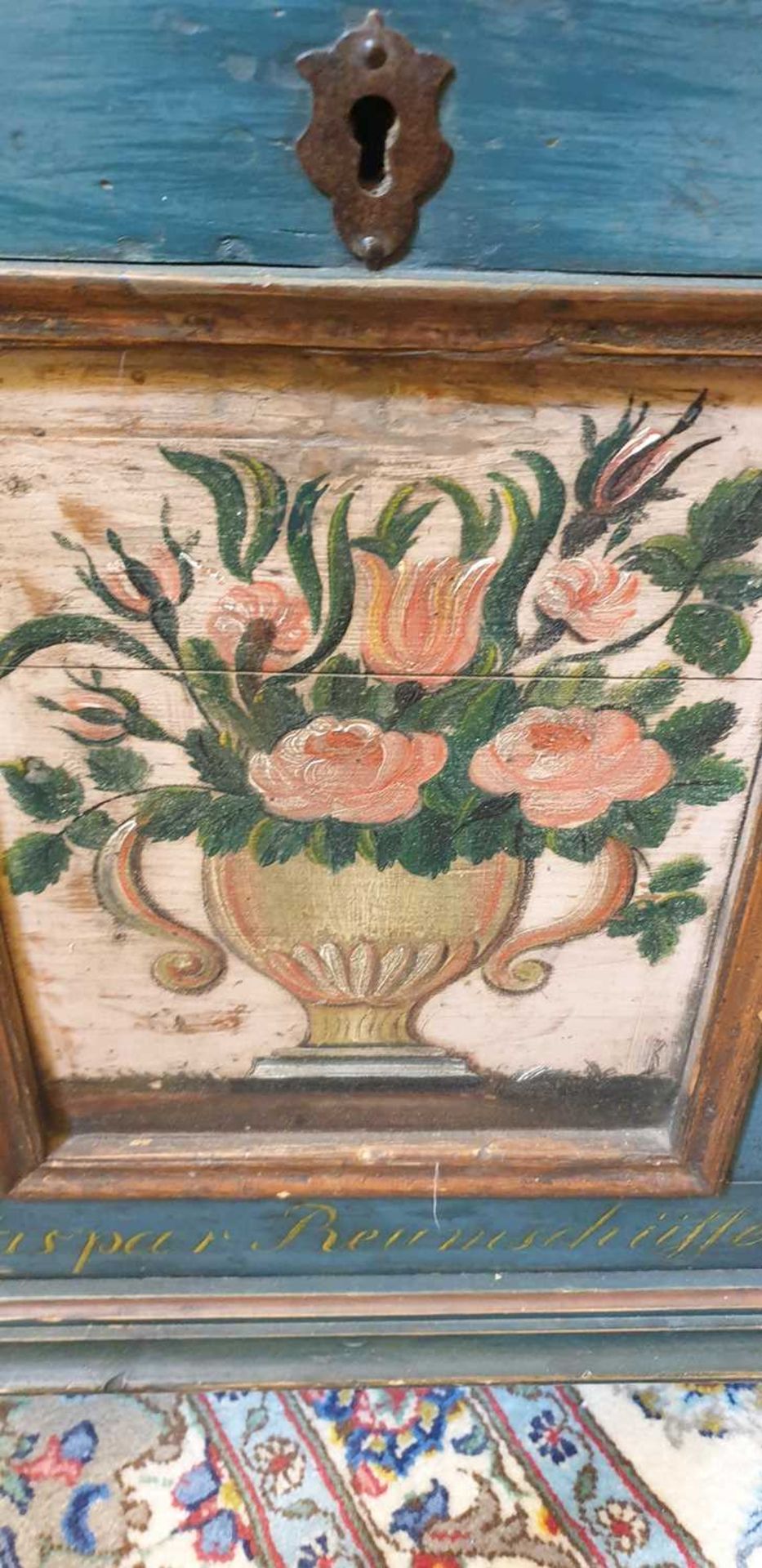 An Austrian painted pine blanket box, - Image 7 of 15