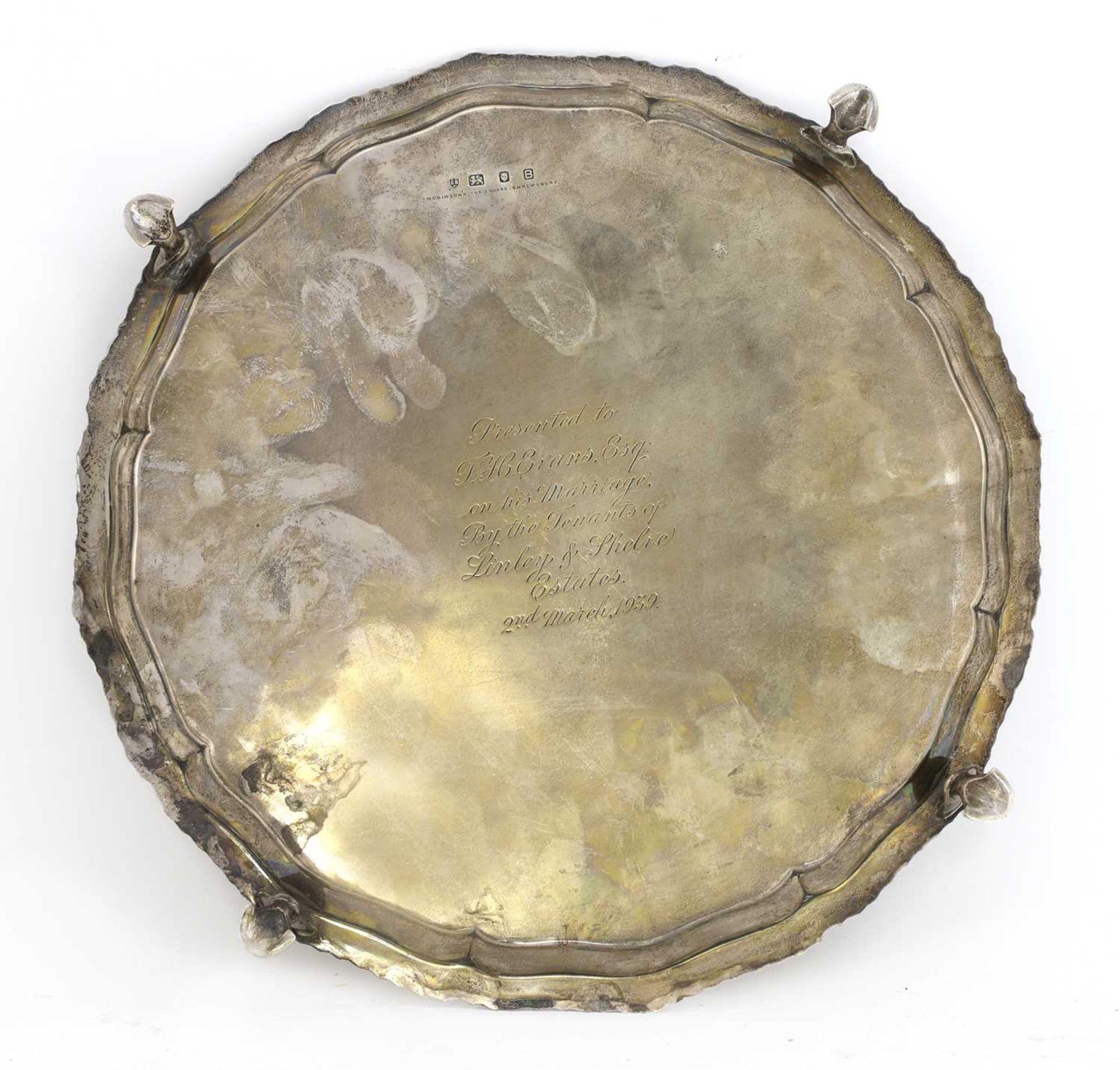 A George VI silver salver, - Bild 2 aus 2