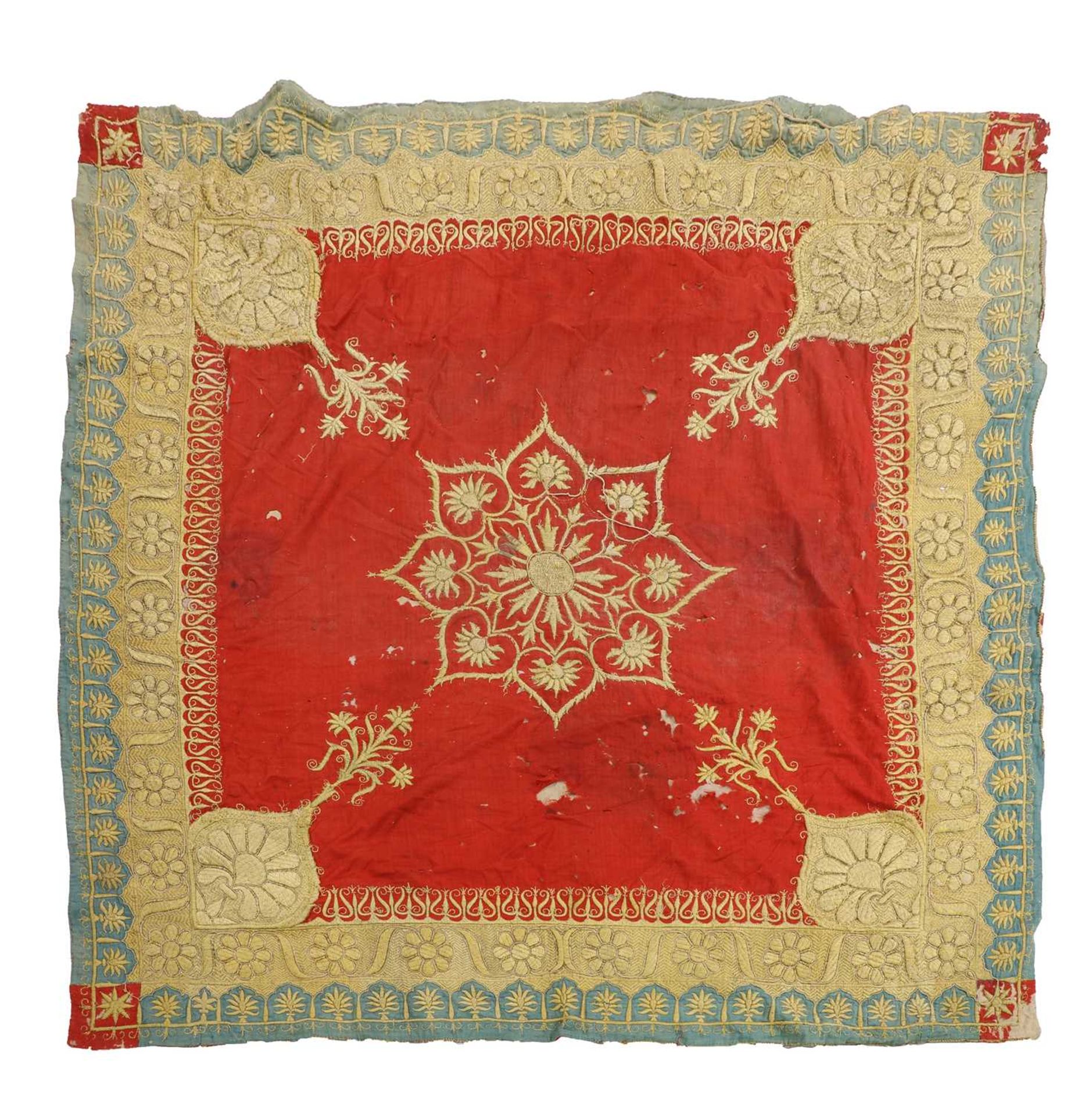 An embroidered altar cloth,