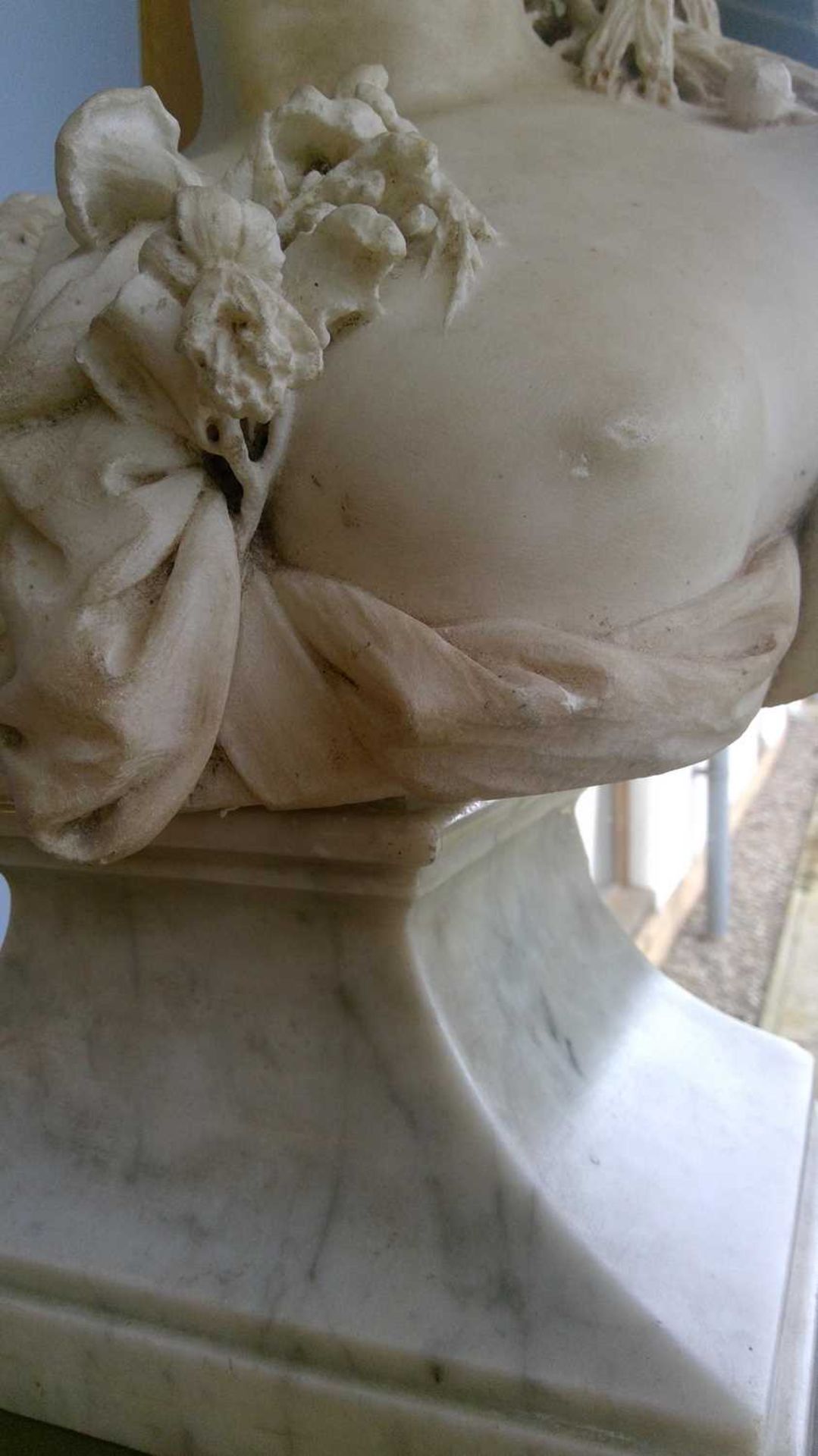 A carved marble bust emblematic of Flora, - Image 6 of 32