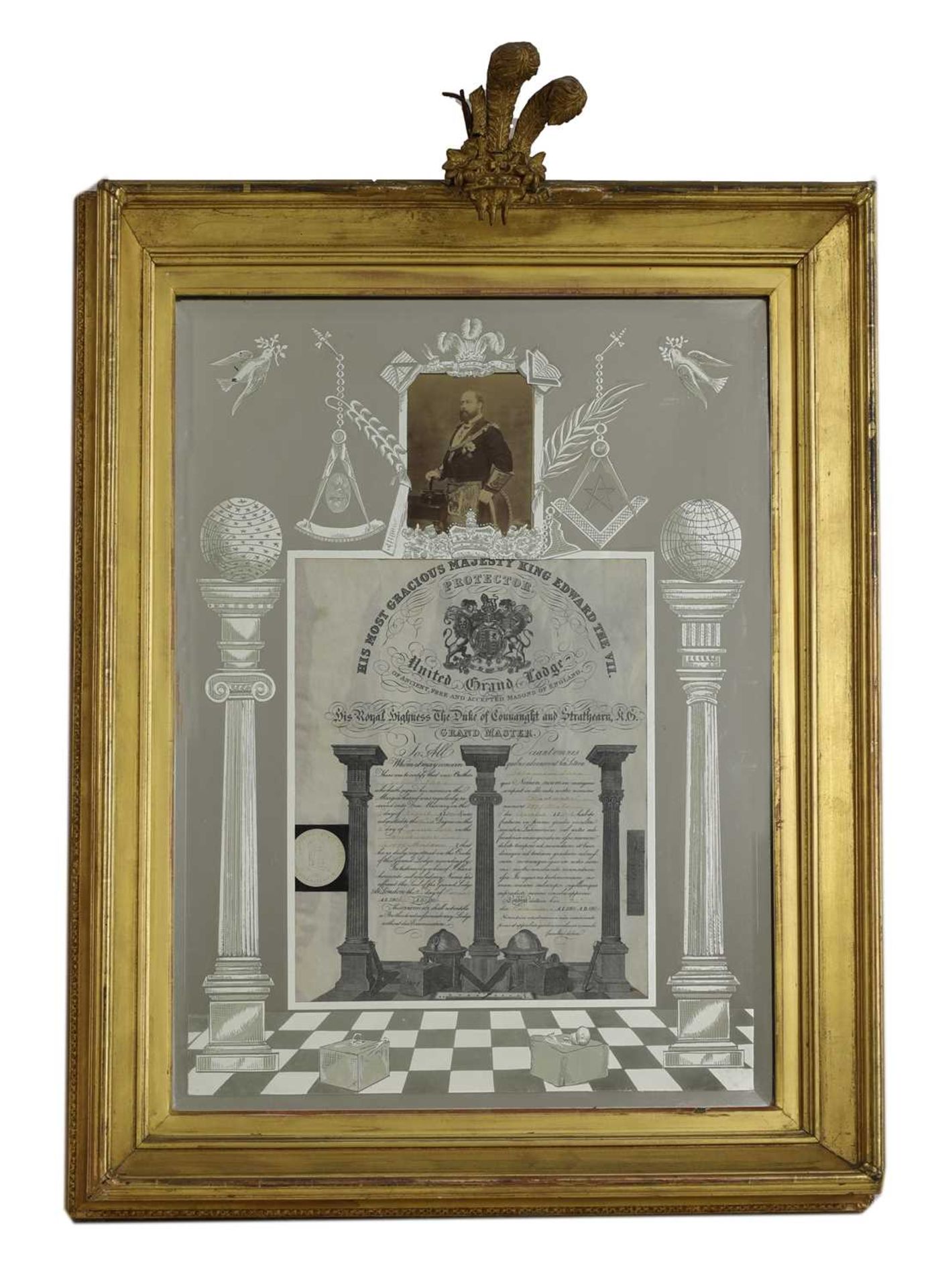 An Edward VII Masonic mirror,