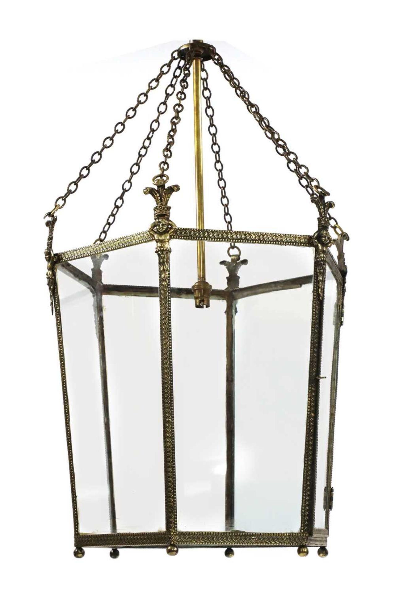 A Regency brass hanging lantern,