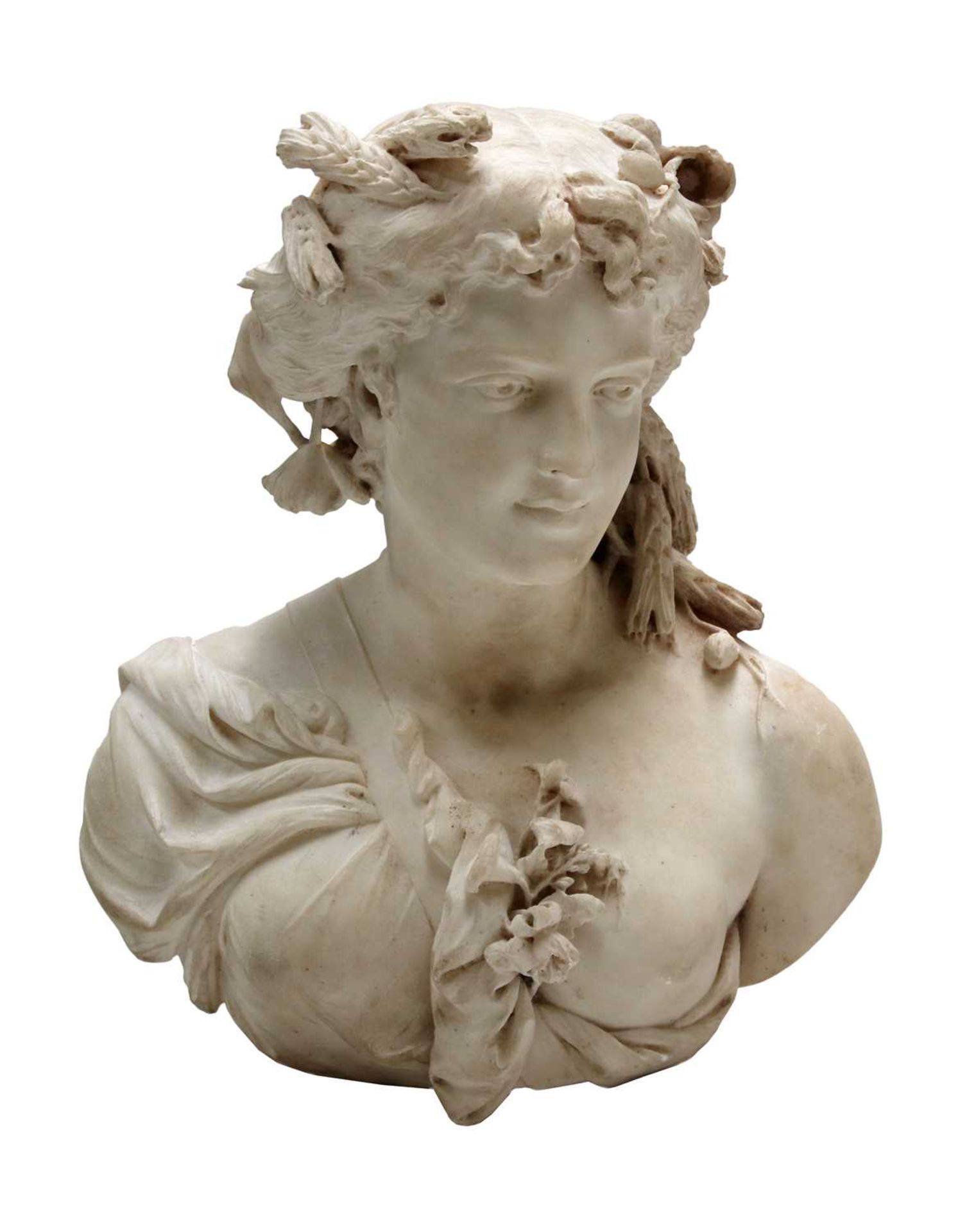 A carved marble bust emblematic of Flora, - Image 3 of 32