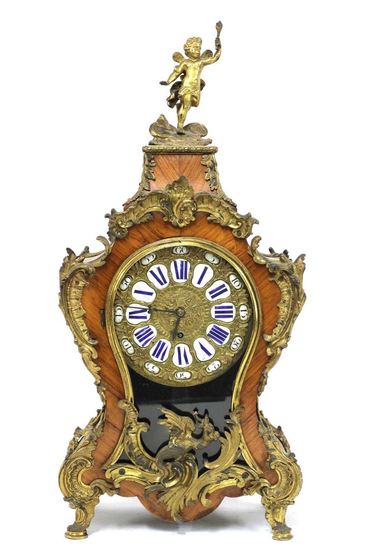 An ormolu mounted tulipwood(?) bracket clock/timepiece on bracket, - Bild 5 aus 5