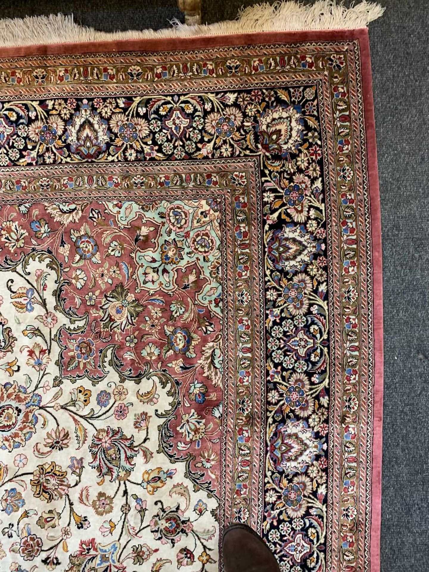 A fine Persian silk Qom rug, - Image 7 of 18