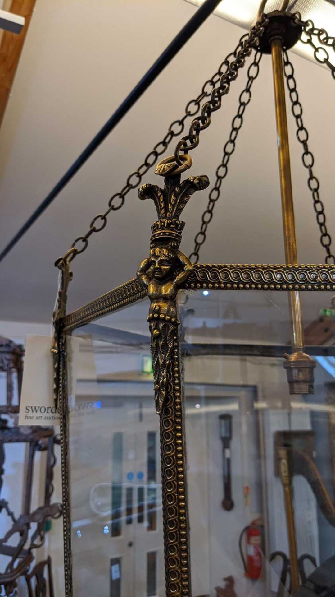 A Regency brass hanging lantern, - Image 7 of 7