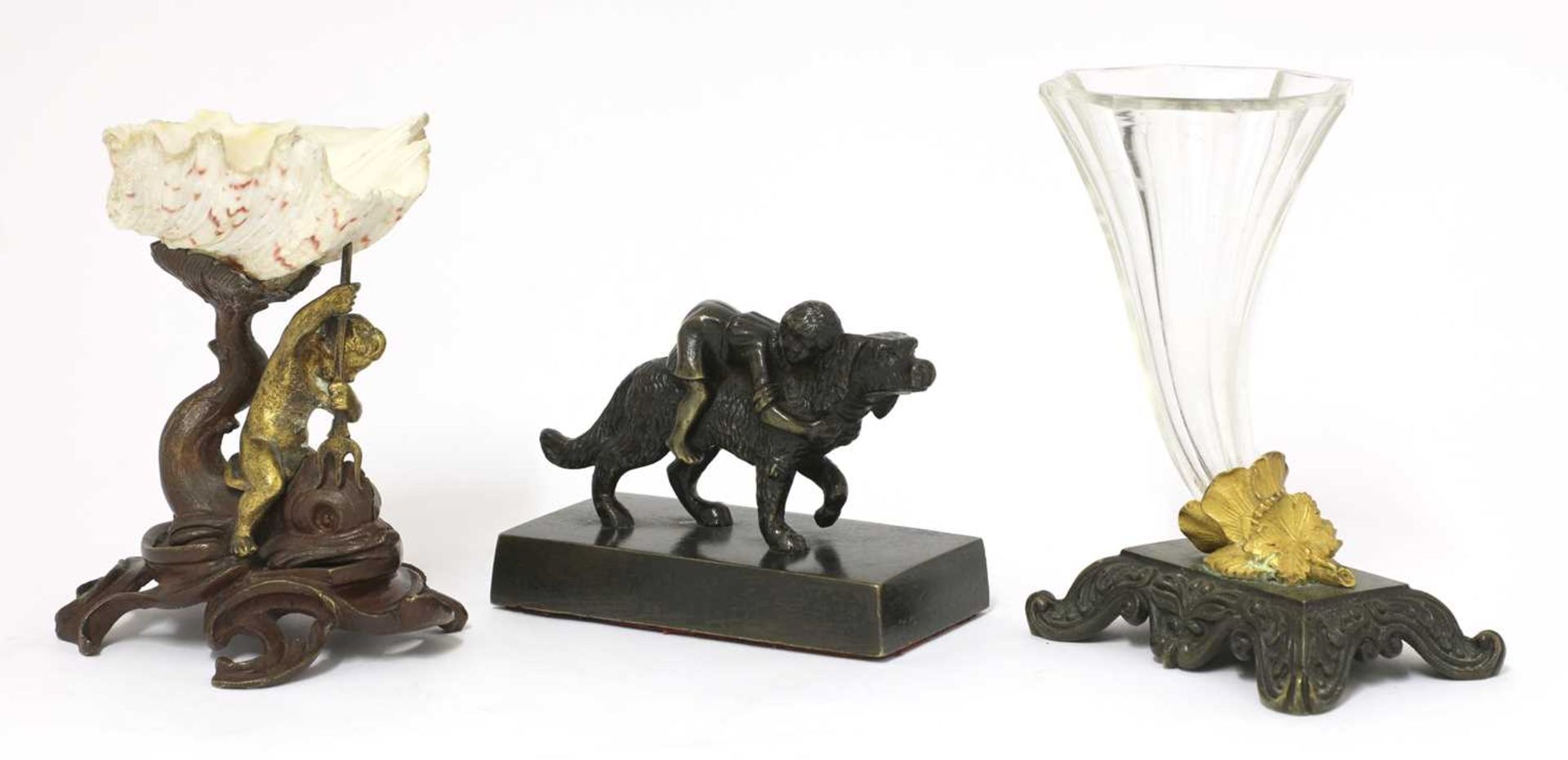 A miniature Grand Tour-type painted and gilt bronze figure group,