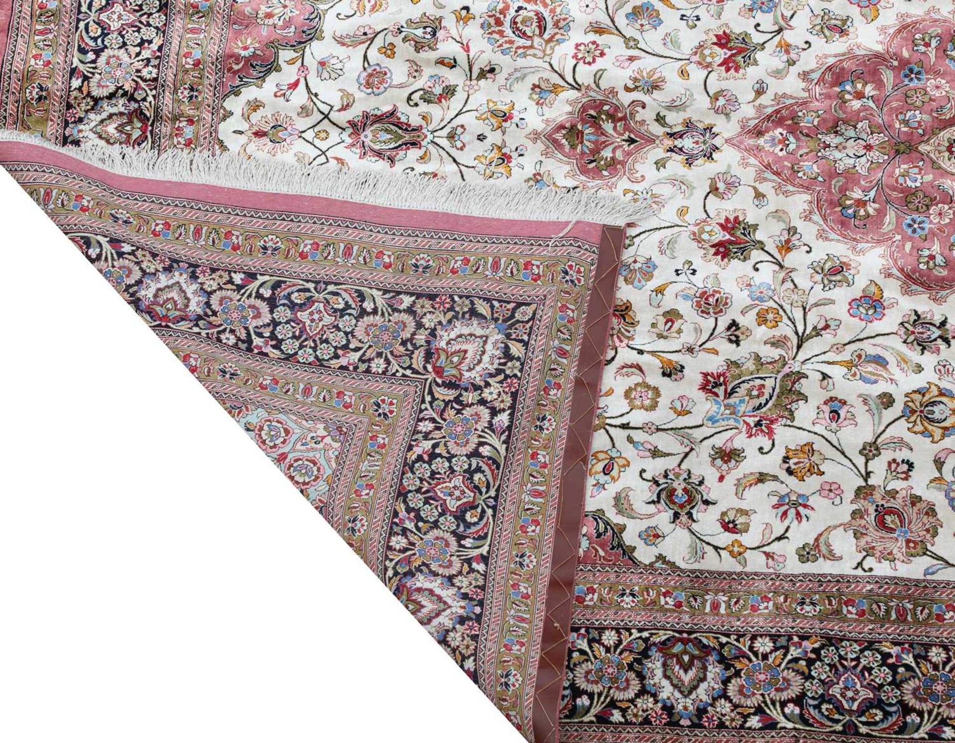 A fine Persian silk Qom rug, - Image 3 of 18