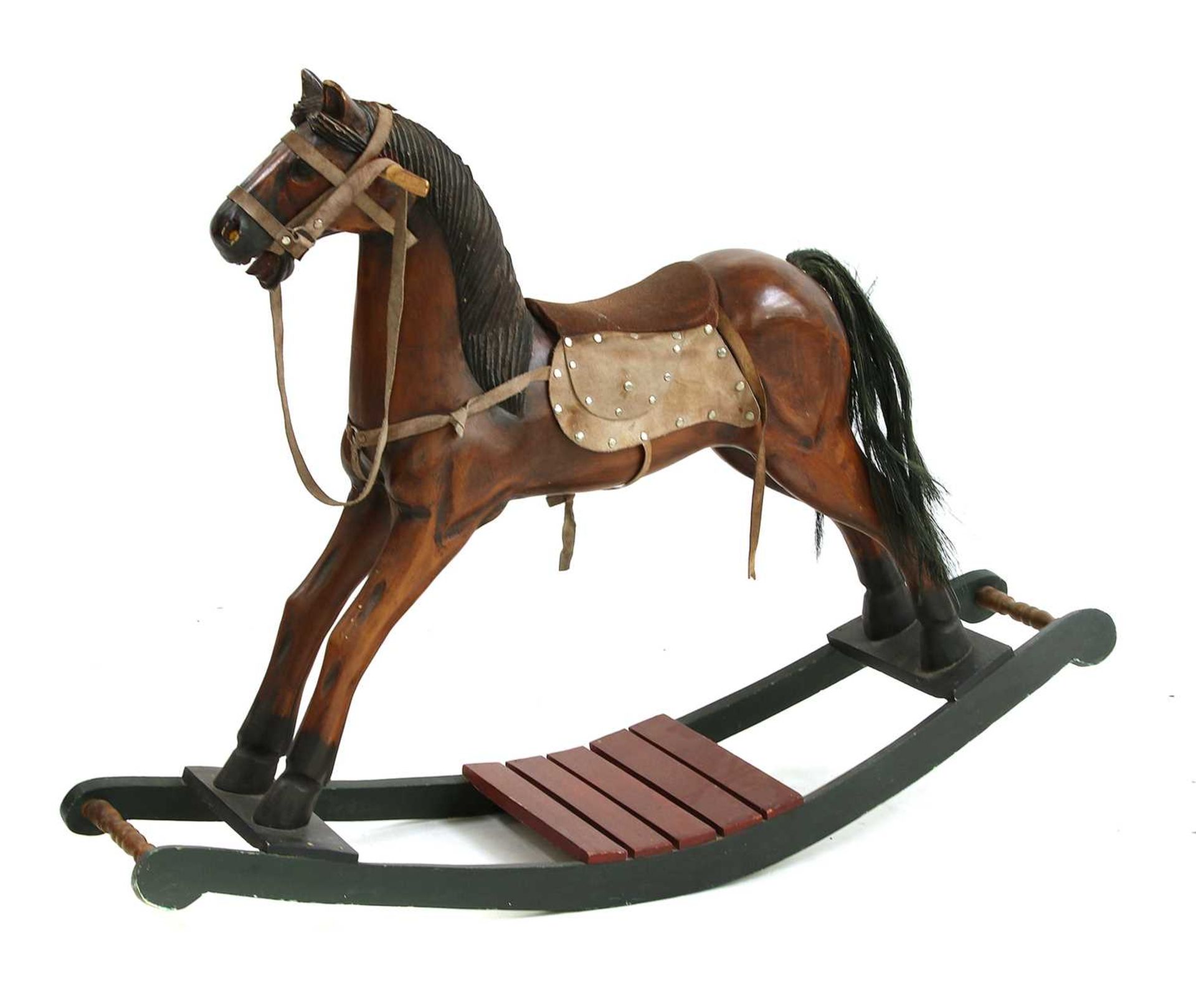 A stained wooden rocking horse, - Image 2 of 2
