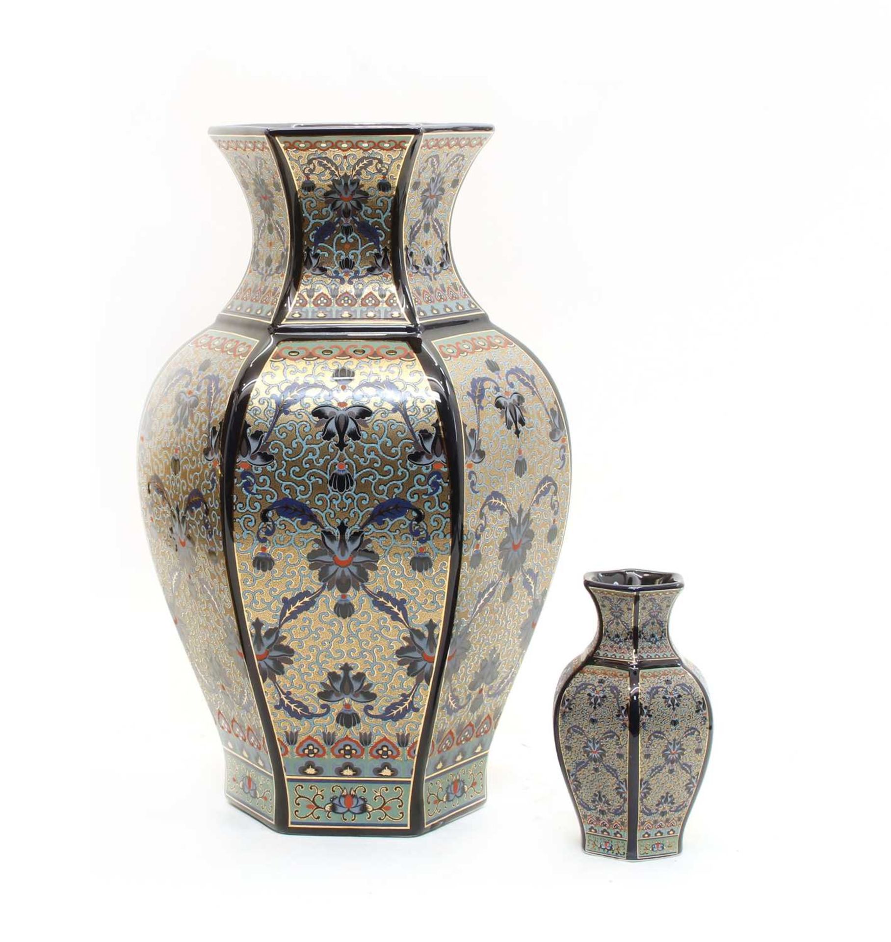 A large blue glazed porcelain vase of Persian design,