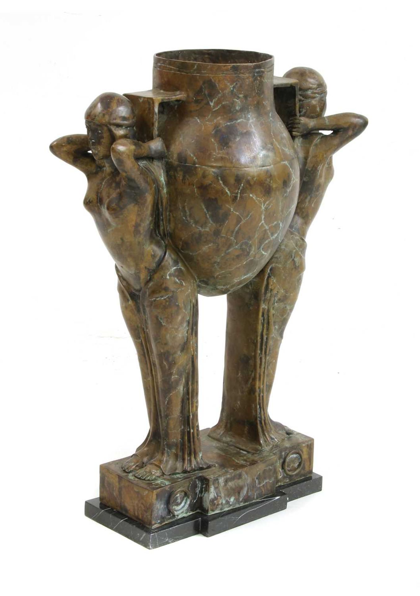 An Art Deco style bronze pitcher, - Bild 3 aus 3