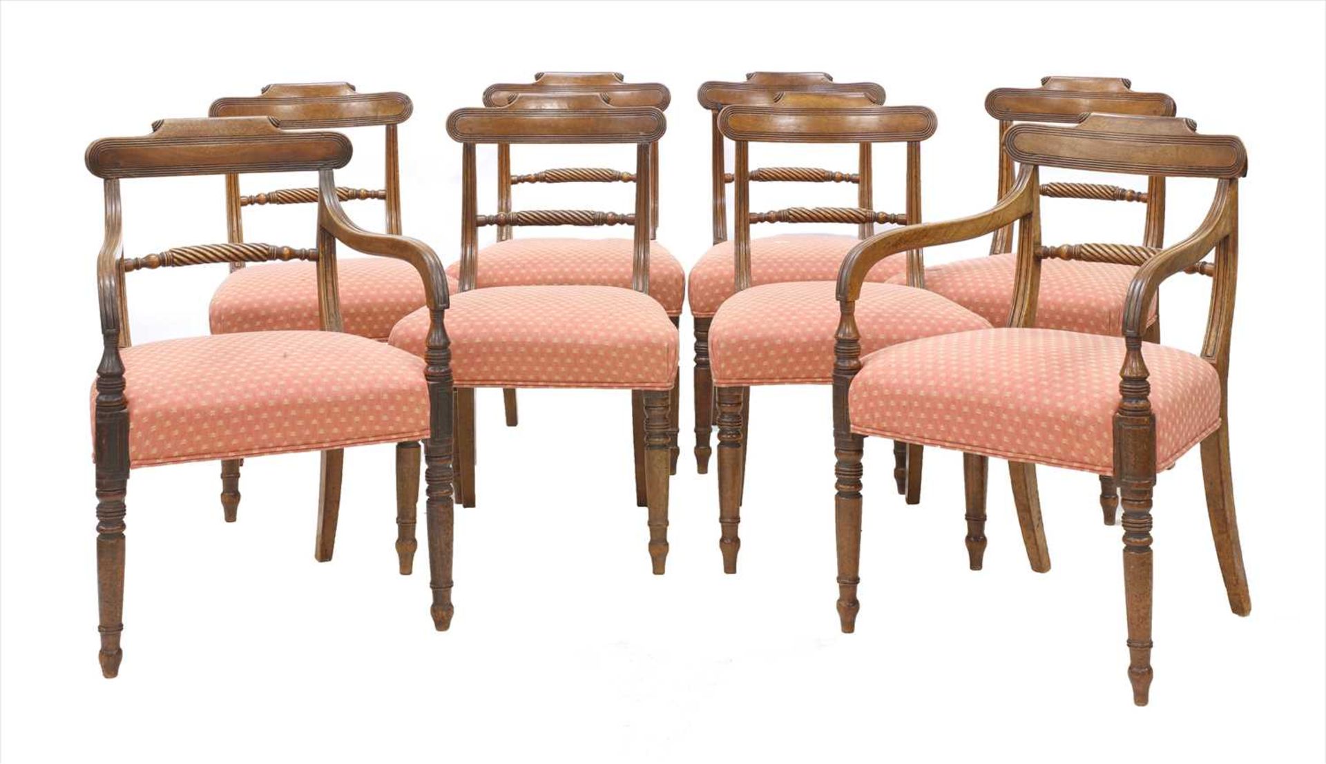 A set of eight Regency mahogany dining chairs,