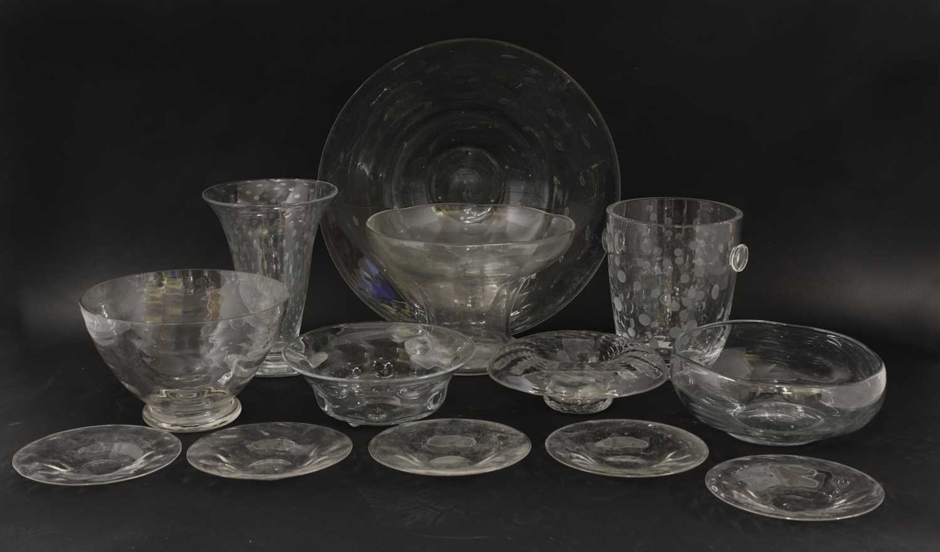 Plain glass - a selection of glassware,