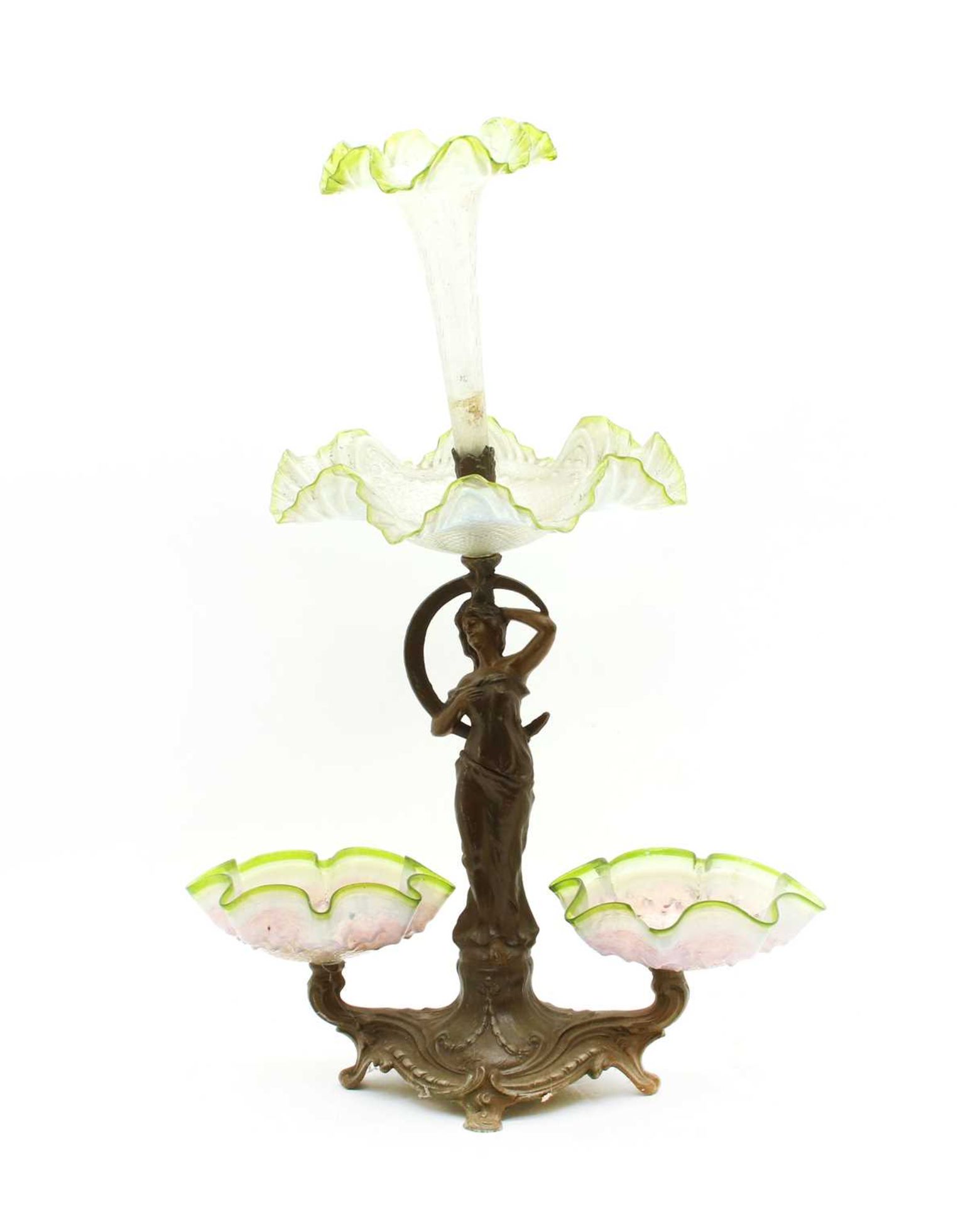 A painted spelter centrepiece,