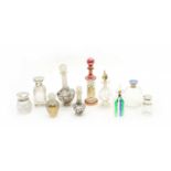 A collection of ten glass scent bottles,