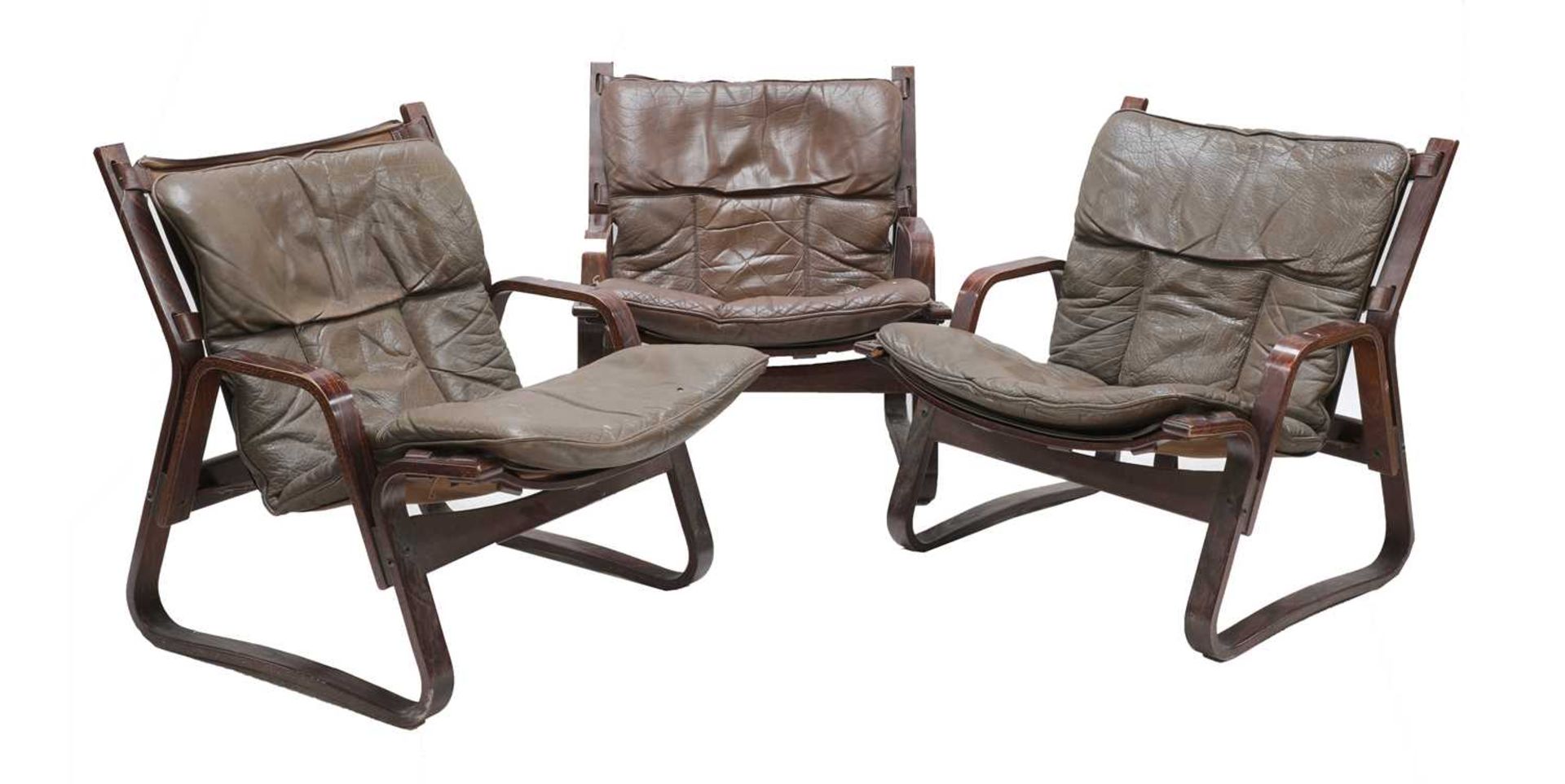 Three bentwood armchairs,