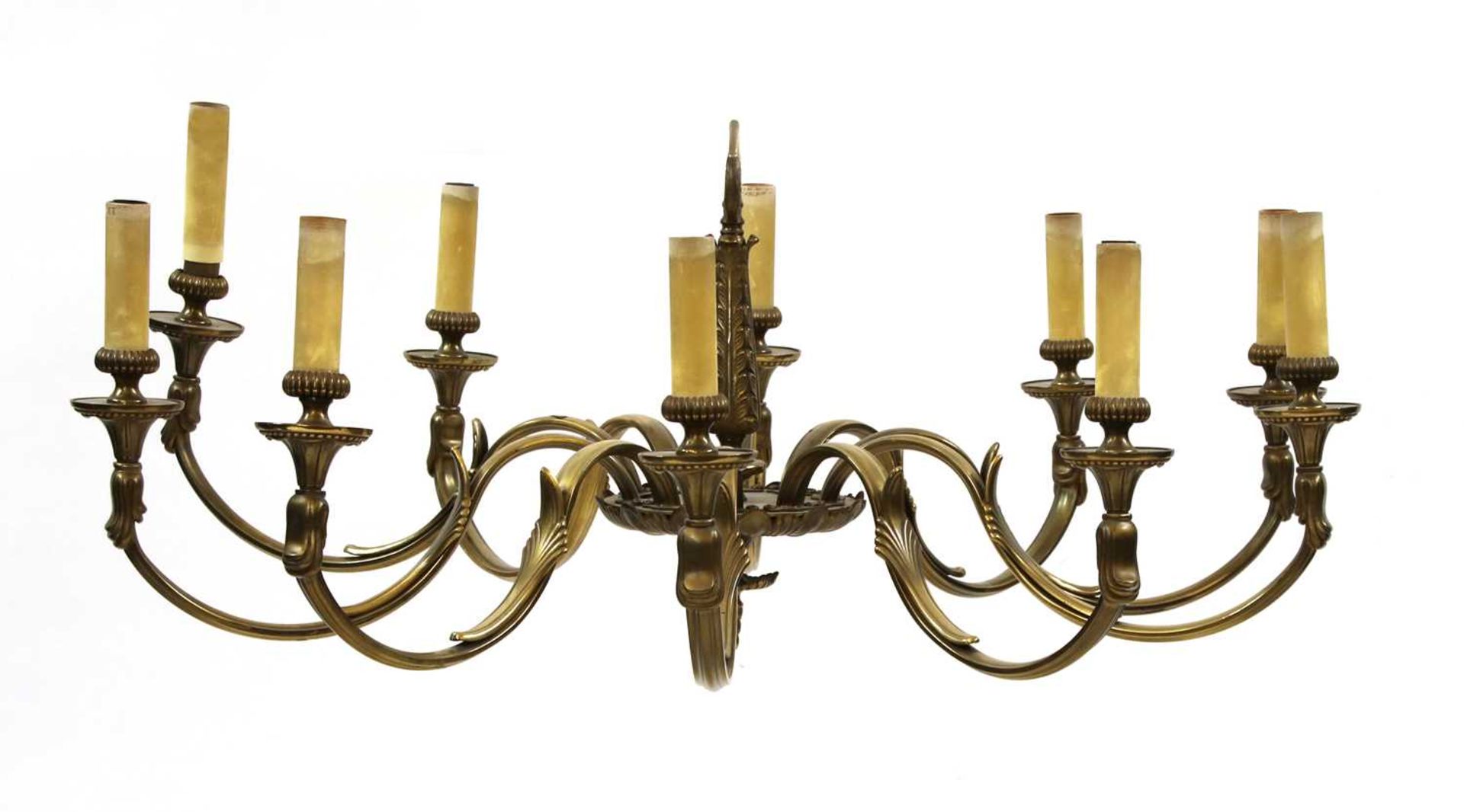 A ten branch gilt bronze chandelier,