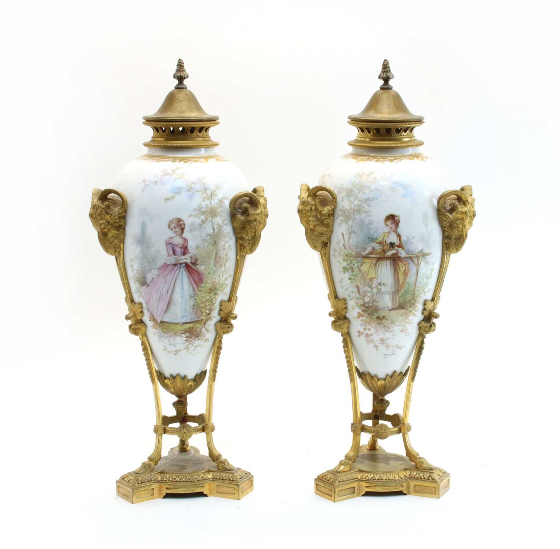 A pair of 19th century French porcelain vases, - Image 2 of 3