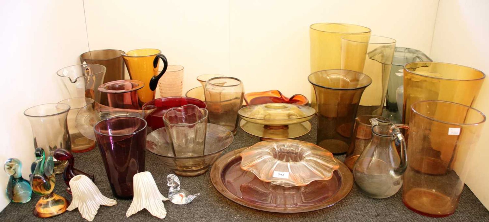 A collection of mixed coloured glassware, / Twenty-two glass mouth blown glass roundels, - Image 3 of 3