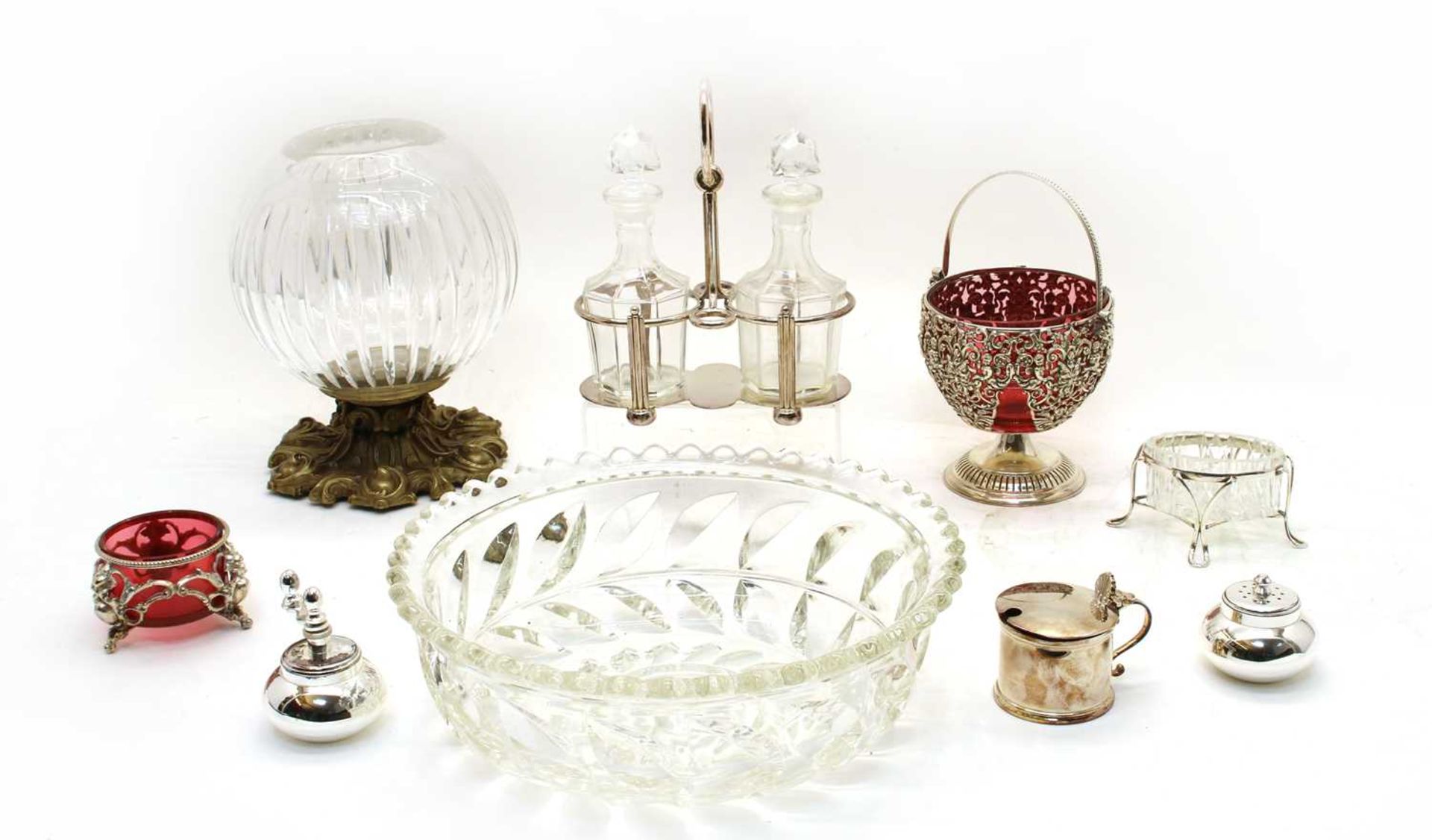 A collection of silver plated items,