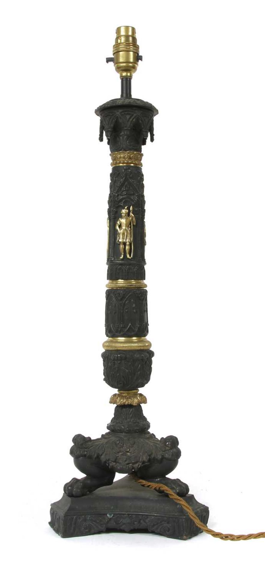 An Empire style ornately ebonised brass table lamp, - Image 2 of 2