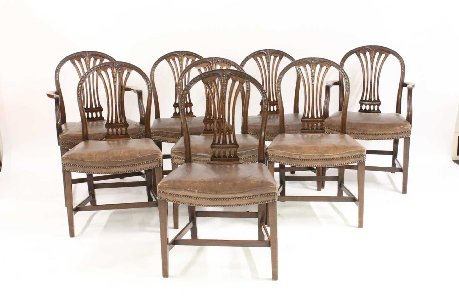 Set of eight Hepplewhite mahogany dining chairs,